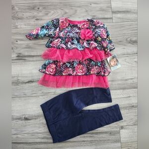 Vitamins Kids Floral Pink and Navy Outfit Set